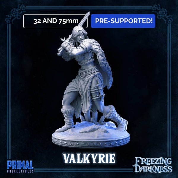 Freezing Darkness - Barbarian Valkyrie - 32mm/75mm - by Primal Collectibles