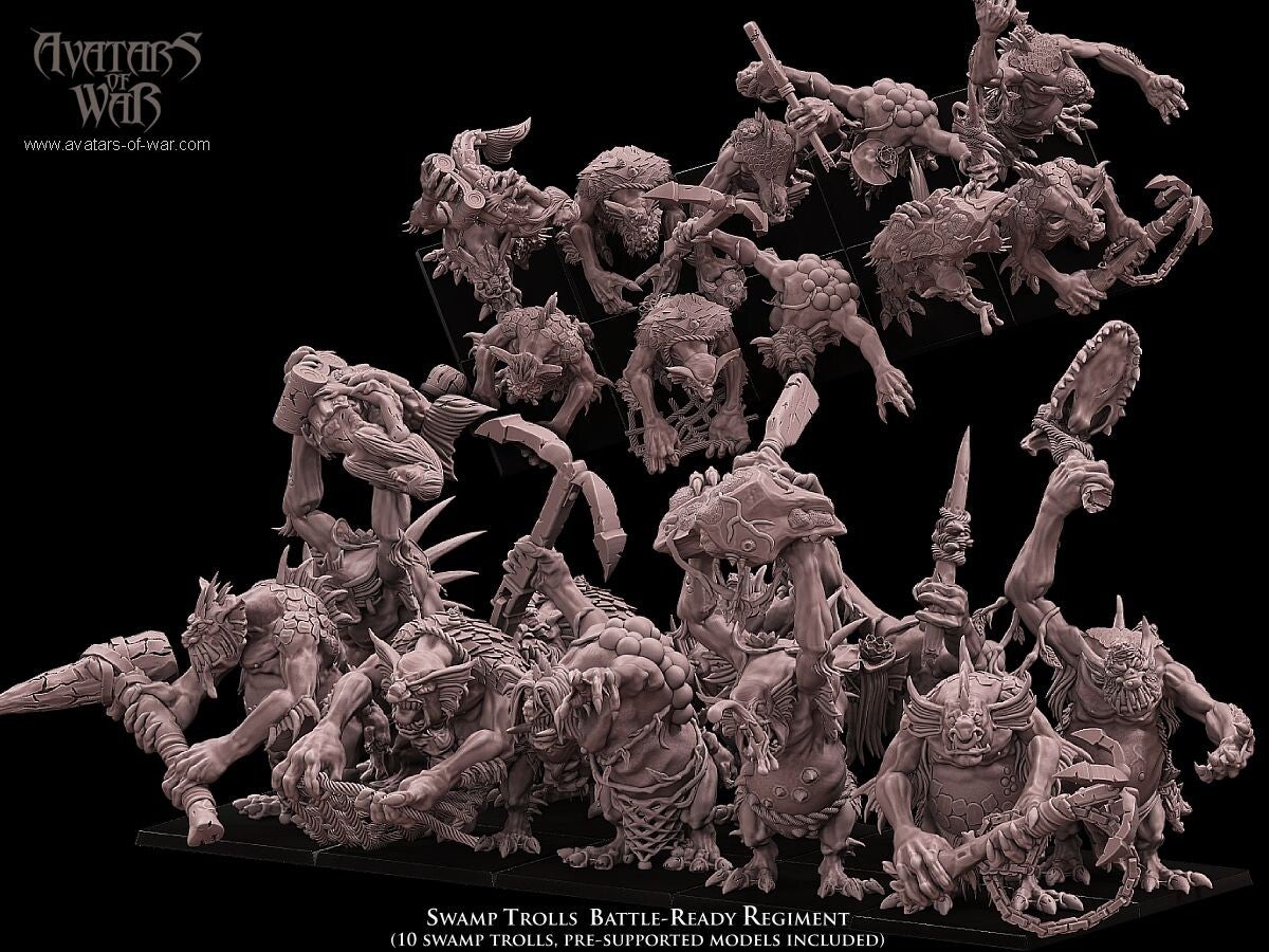 Swamp Trolls 10x Battleready Complete Regiment - By Avatars of War