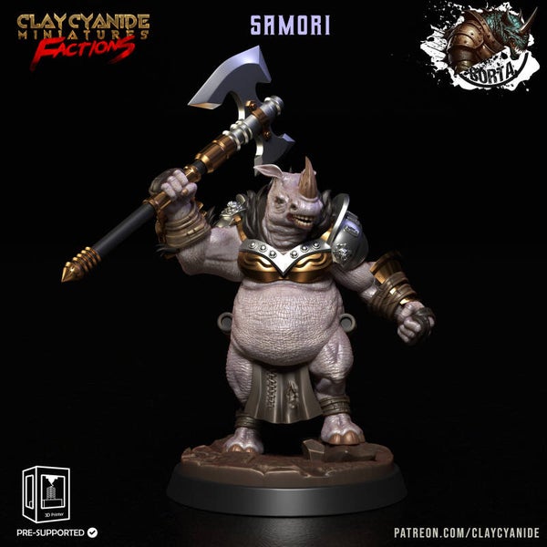 Battle Bortas - Samori - 32mm model - by Clay Cyanide