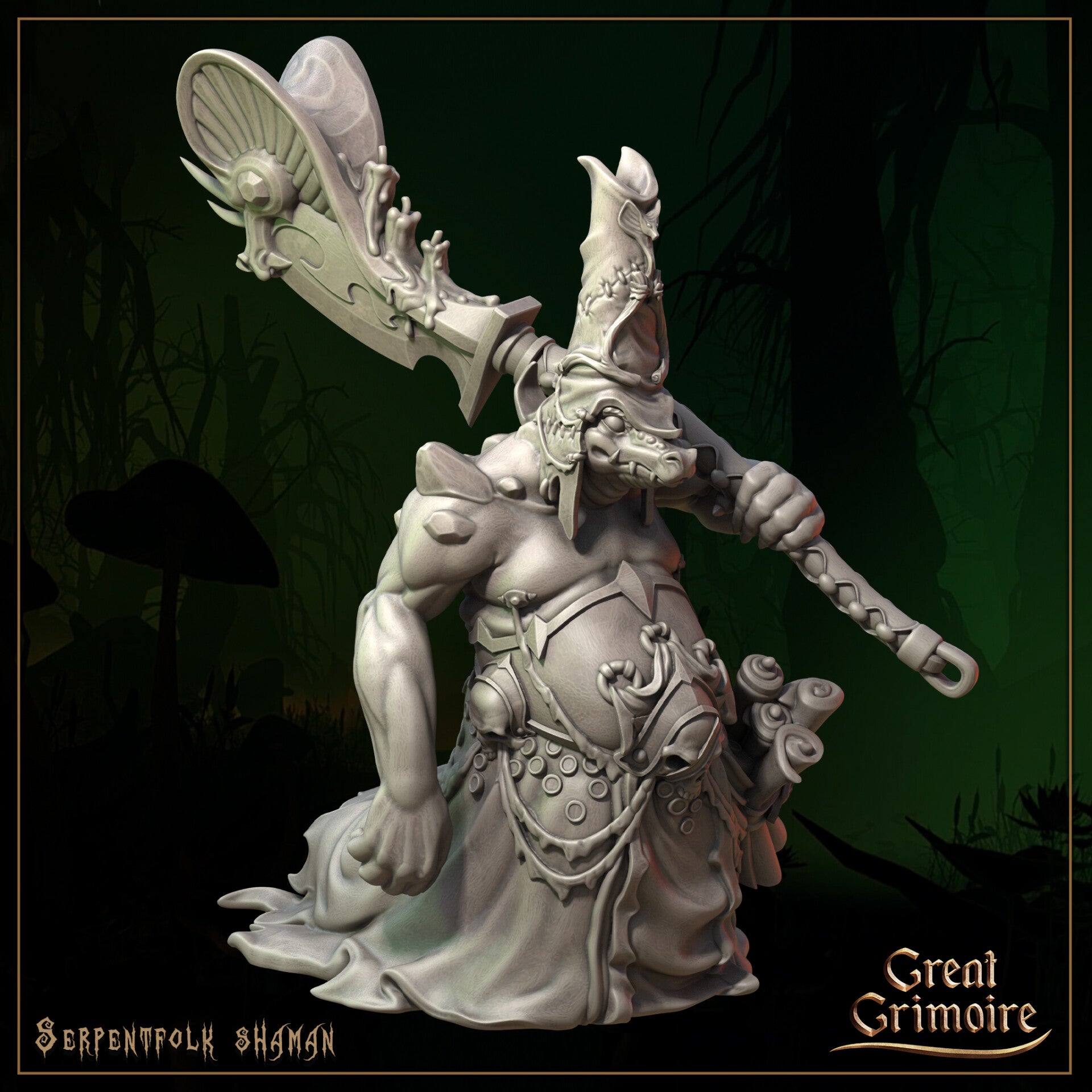 Song of the Forest - Serpentfolk Shaman - 32mm - by Great Grimoire