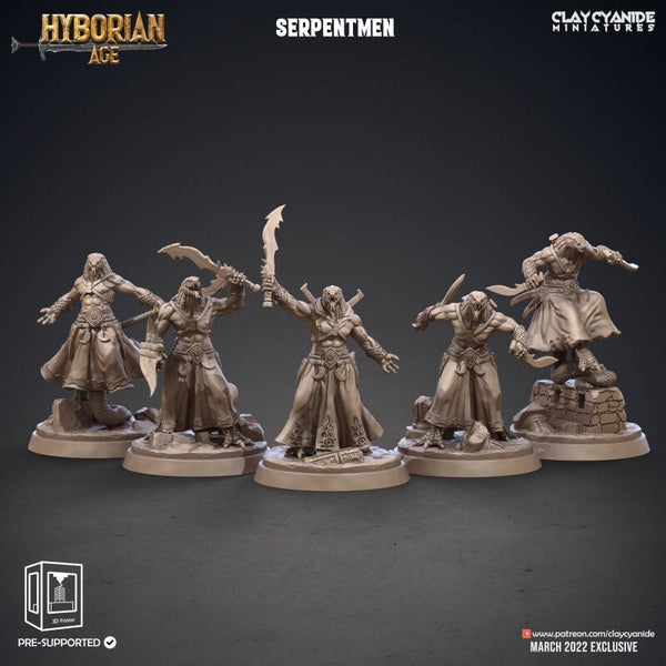 Hyborean Age - 5x Serpentman +110% - by Clay Cyanide
