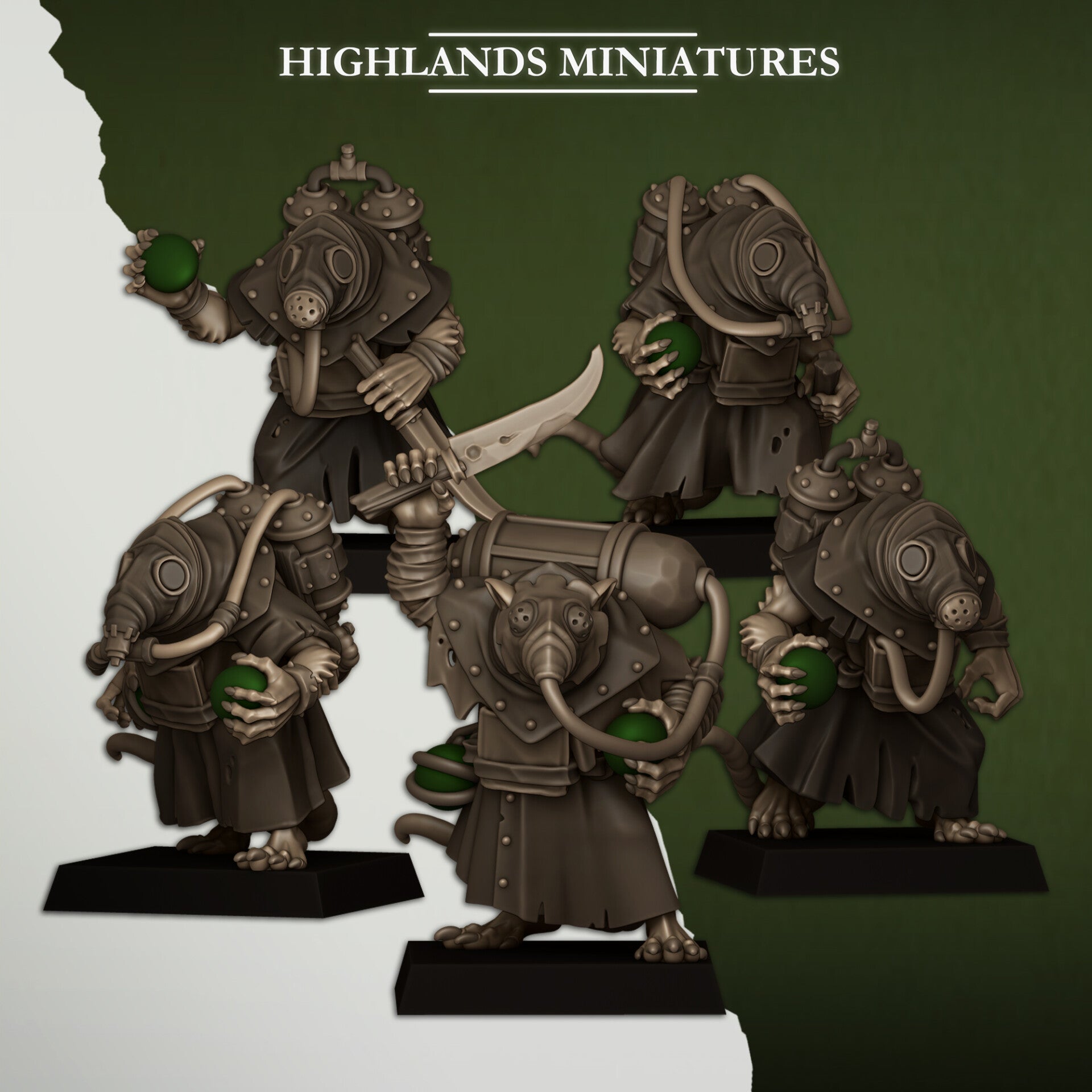 Sewer Vermin -  Sewer Poison Porters 5x - By Highlands Miniatures