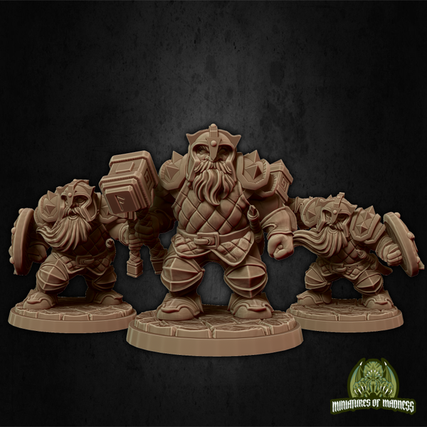 Hold My Dwarf - Soldier Set 1, helms - 32mm - by Miniatures of Madness