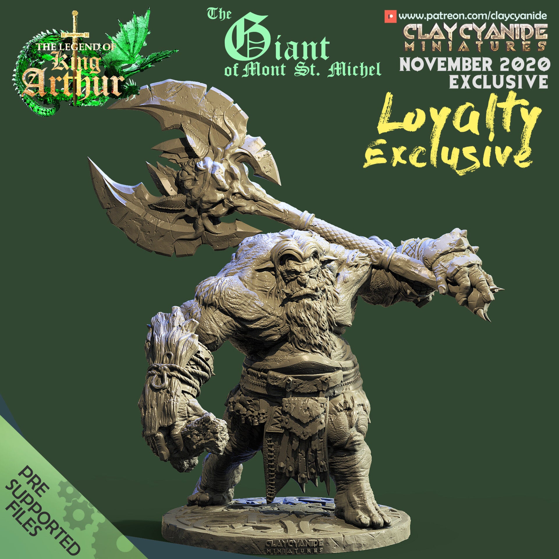 Arthurian Mythology - Giant of St. Mont Michel - ca 200mm tall - by Clay Cyanide