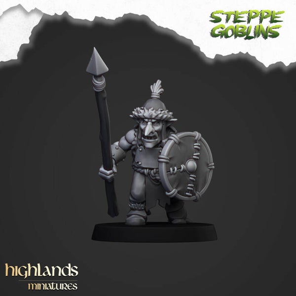 Steppe Goblins - Steppe Goblin Warriors with Spears 10x - By Highlands Miniatures