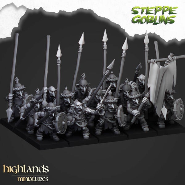 Steppe Goblins - Steppe Goblin Warriors with Hand Weapons 10x - By Highlands Miniatures