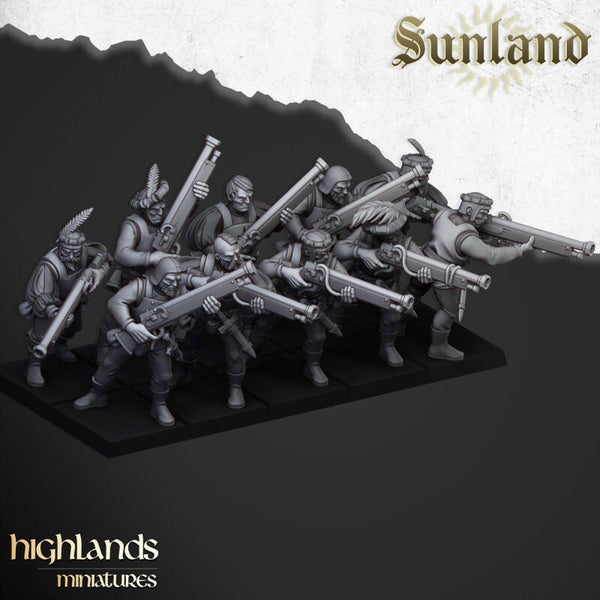 Sunland - Arquebusiers 7x - By Highlands Miniatures