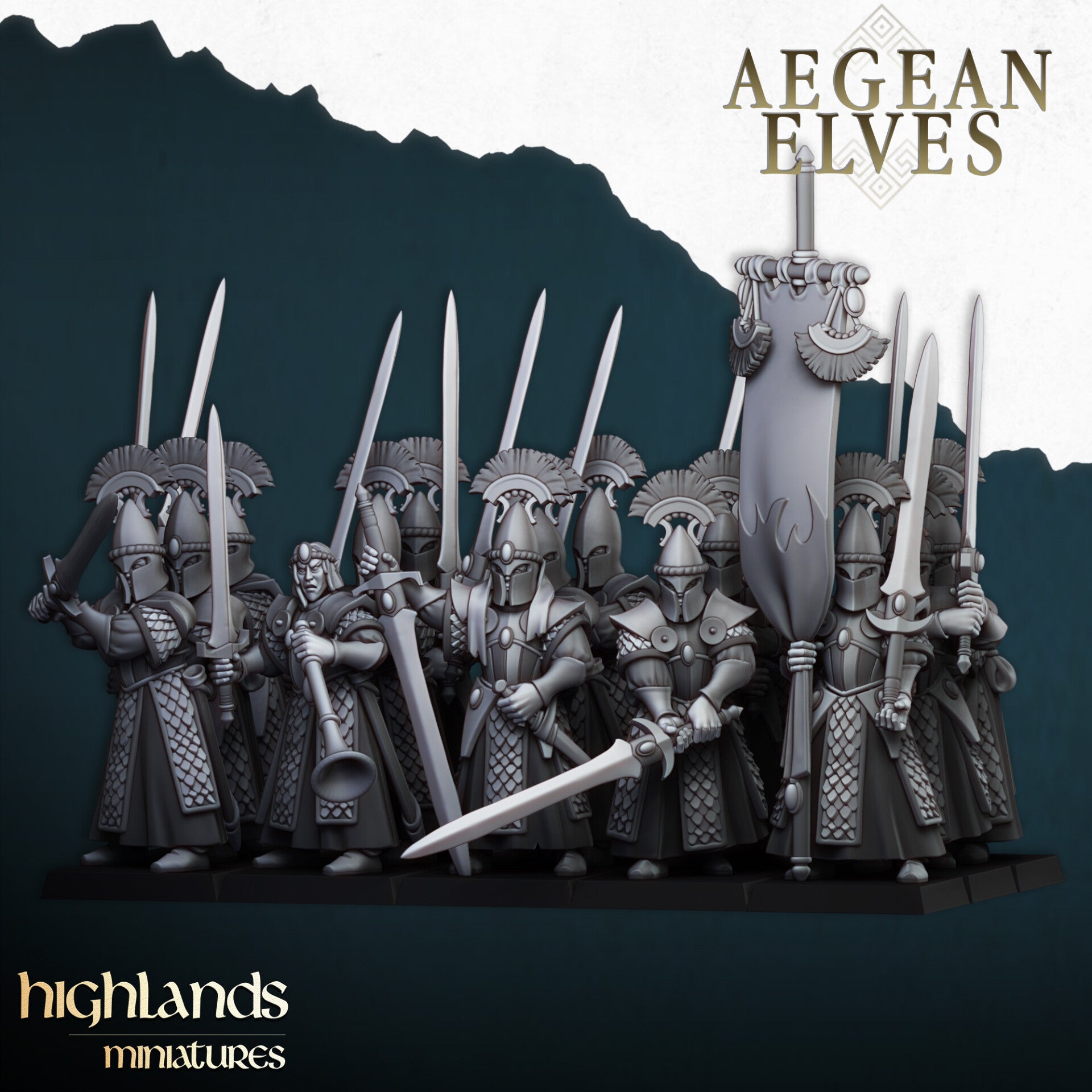 Aegean Elves - 5x Swords of Messara (without command) - By Highlands Miniatures