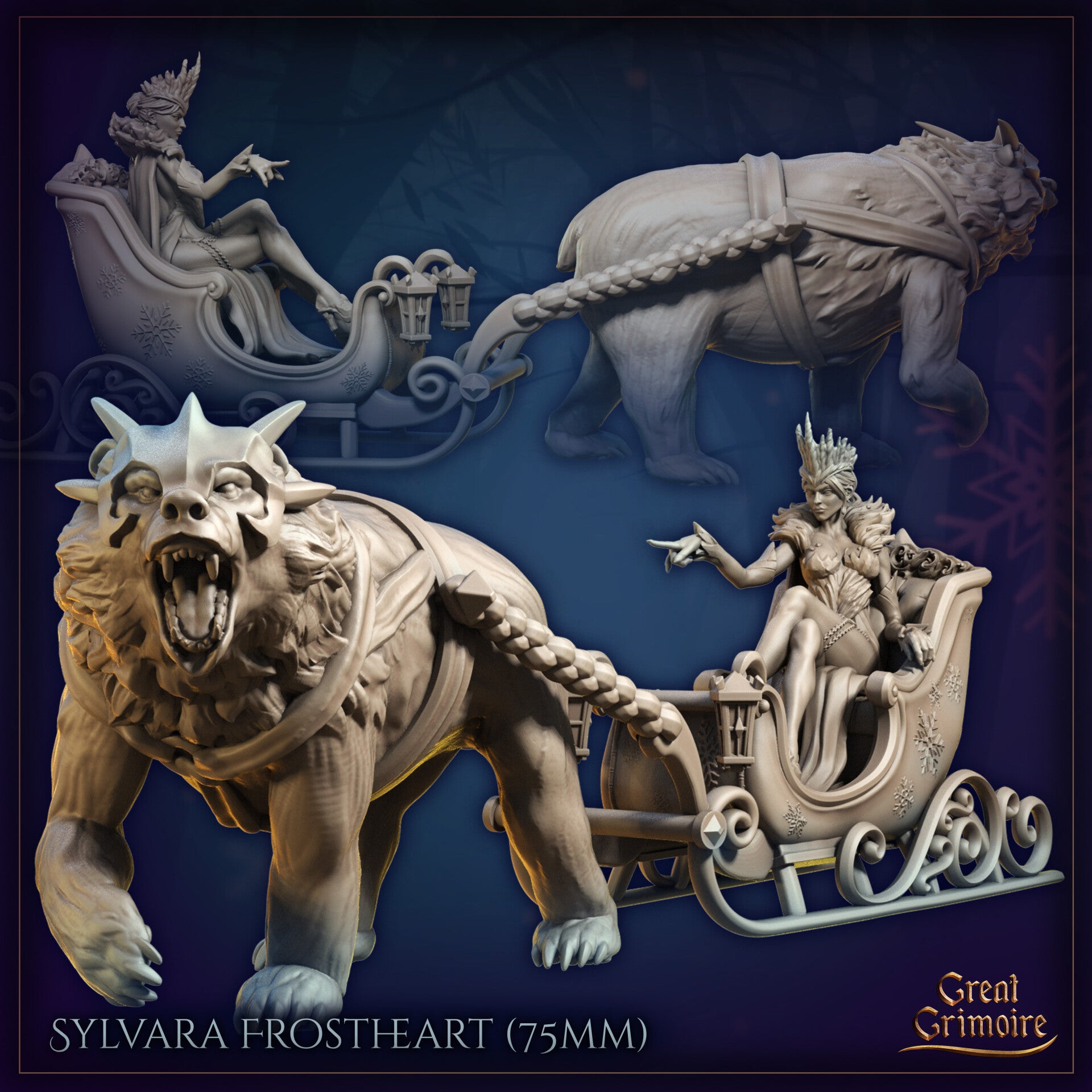 The Glacial Curse - Sylvara Frostheart - 75mm Diorama - by Great Grimoire