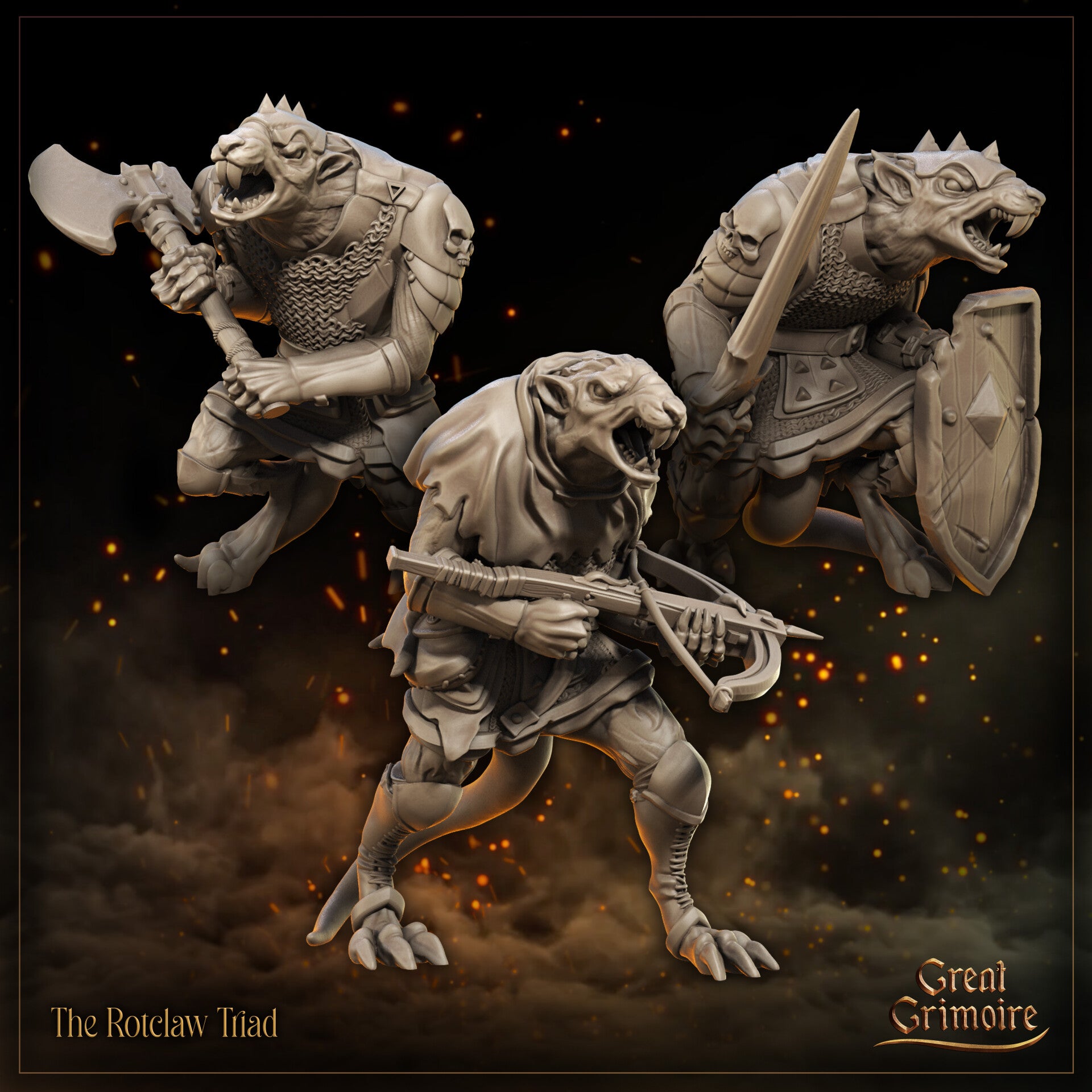 Shadows of the Frontline - The Rotclaw Triad - 32mm - by Great Grimoire