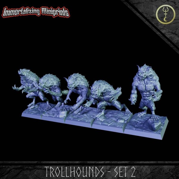 Trollhounds Pack 2 - 5x 32mm Medium - by Immortalizing Miniprints