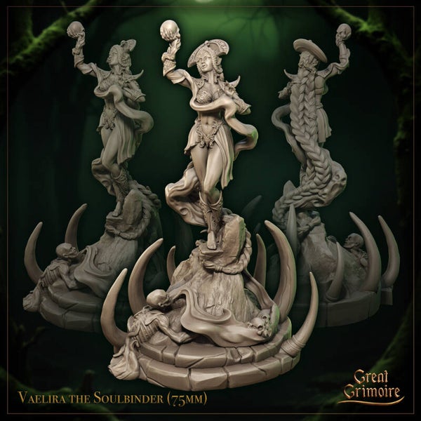 Harvest of the Undying - Vaelira the Soulbinder - 75mm Diorama - by Great Grimoire