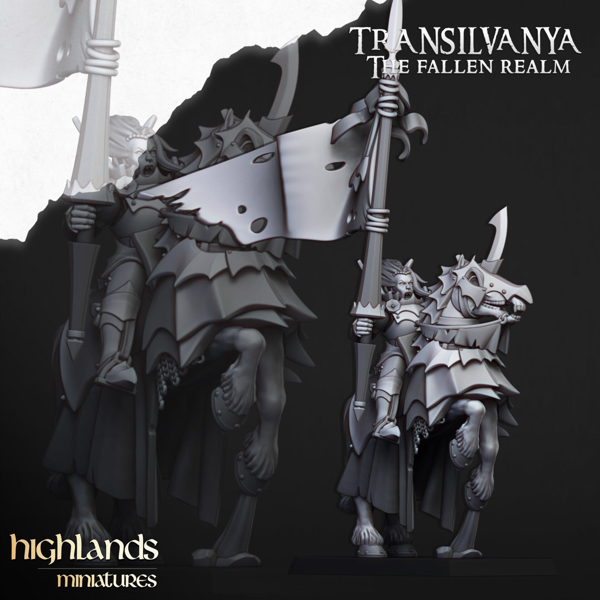 Transilvanya - Vampire Knights 3x Command Group - By Highlands Miniatures