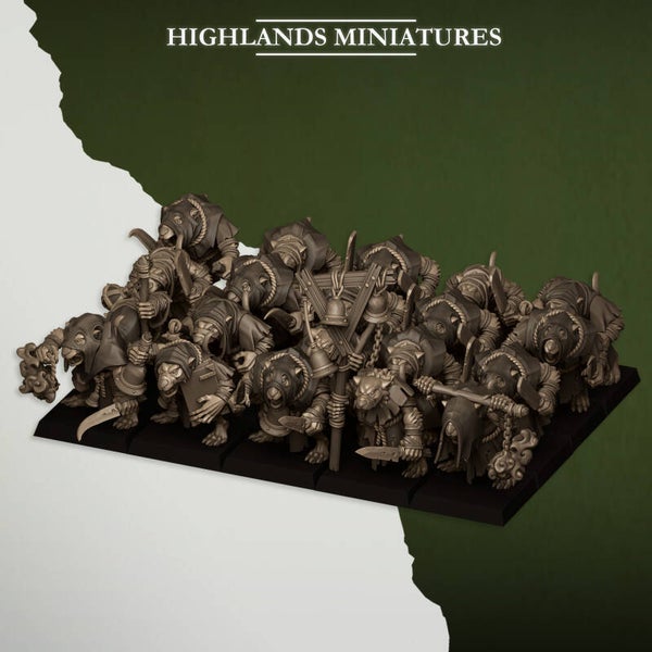 Sewer Vermin -  Acolytes with Hand Weapons 5x - By Highlands Miniatures