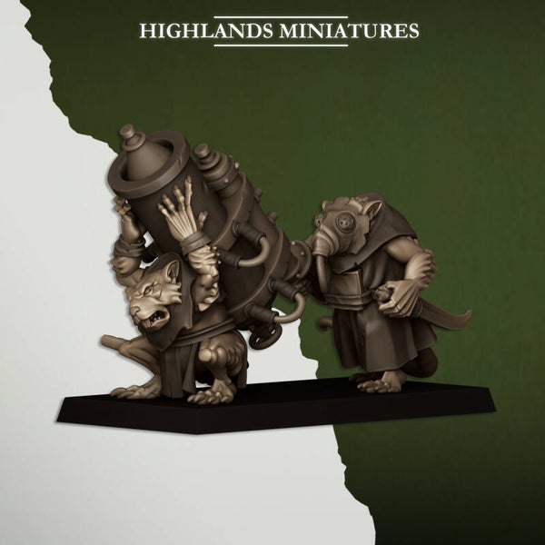 Sewer Vermin -  Heavy Weapon Team, Mortar - By Highlands Miniatures