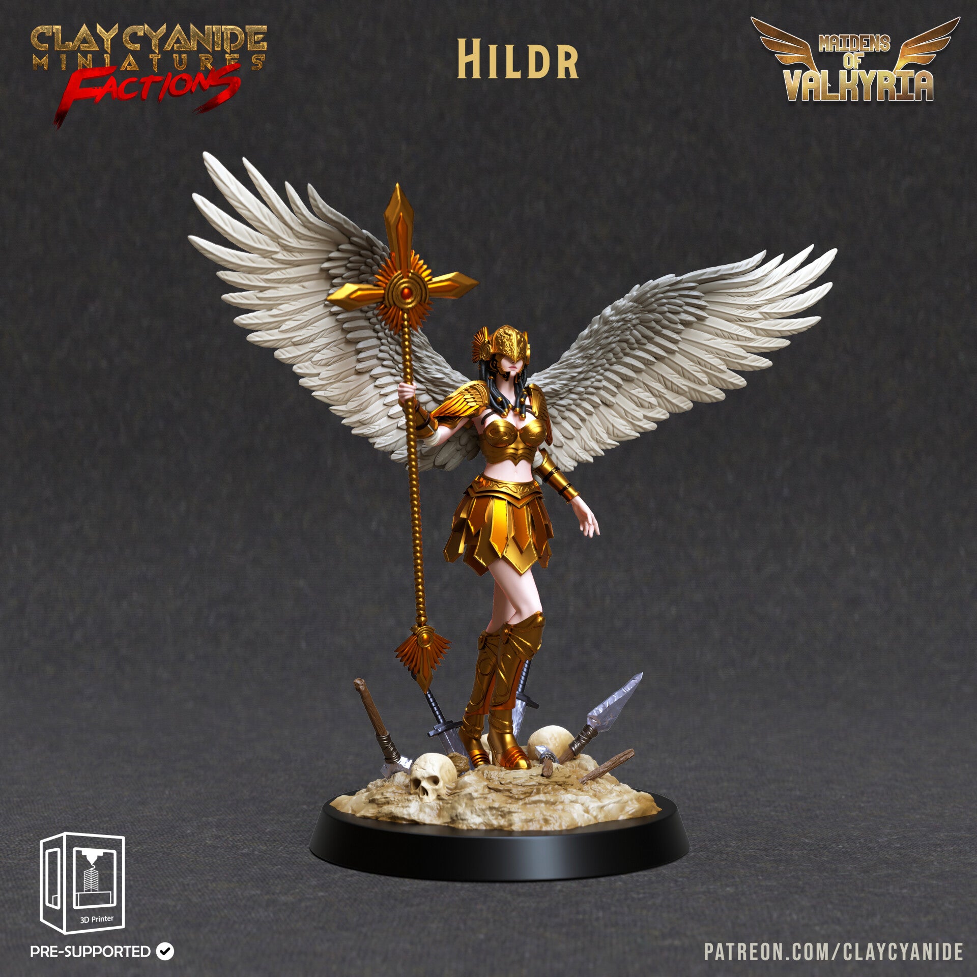 Maidens of Valkyria - Hildr - 32mm model - by Clay Cyanide