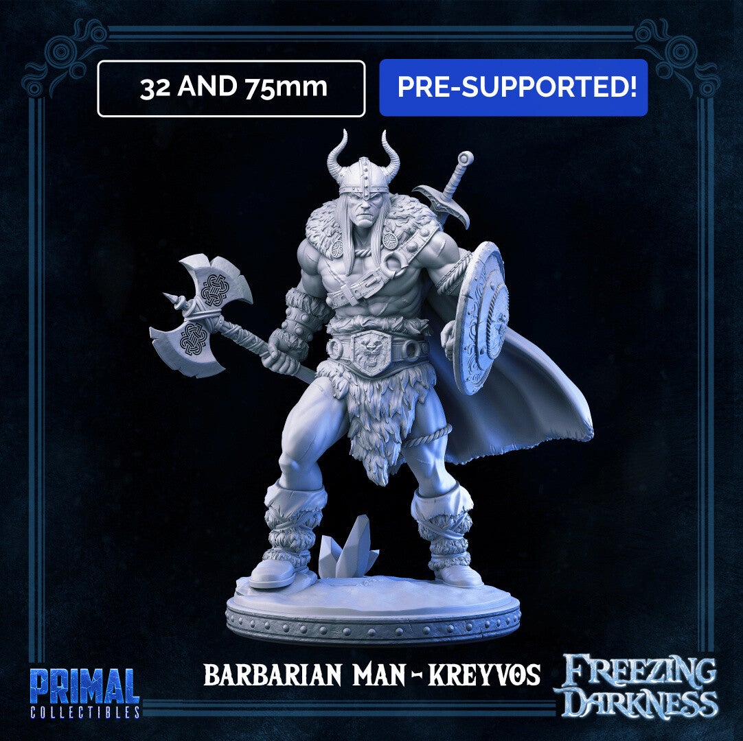 Freezing Darkness - Barbarian Kreyvos - 32mm/75mm - by Primal Collectibles