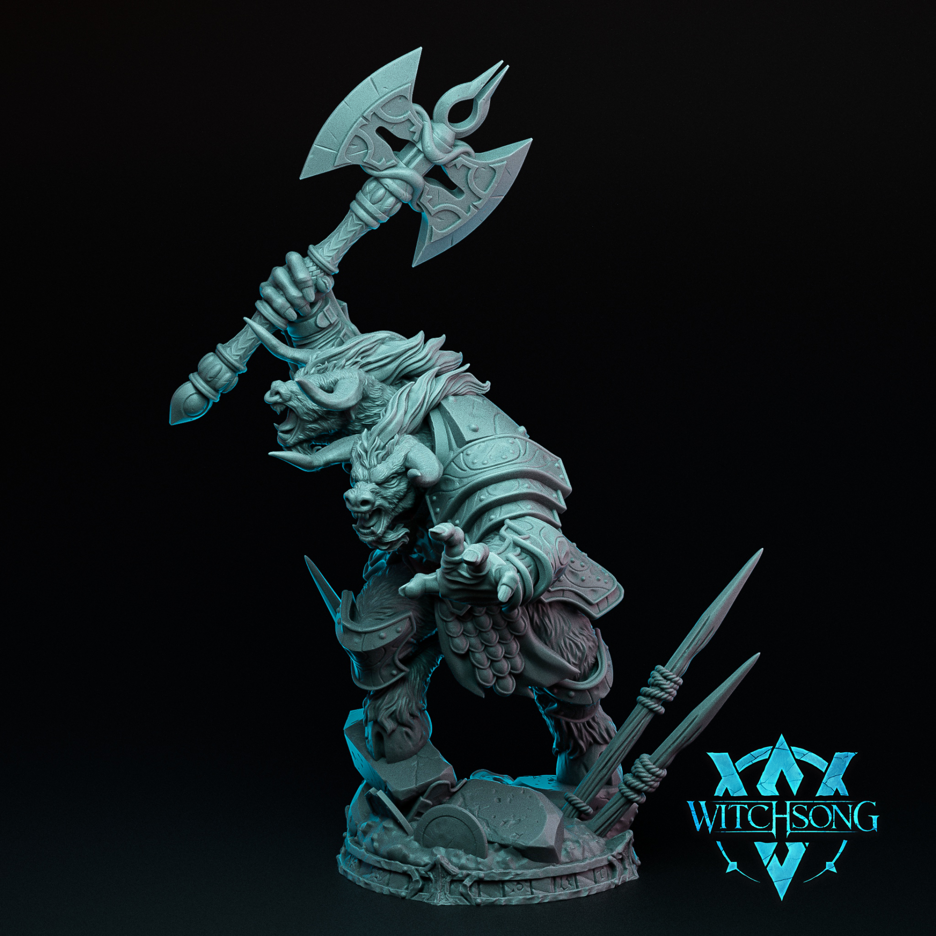 Twinhorn the Marauder - Full size: 215mm tall - by Witchsong Miniatures