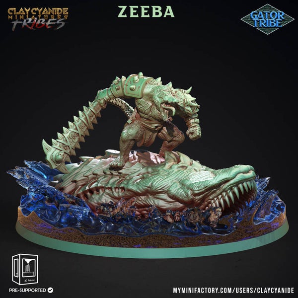 Gator Tribe - Zeeba - 32mm Huge model - by Clay Cyanide