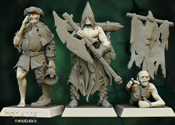 Transilvanya - Zombie Command Group 3x - By Highlands Miniatures