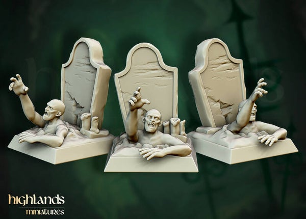 Transilvanya - Emerging Zombie Bases 2x - By Highlands Miniatures
