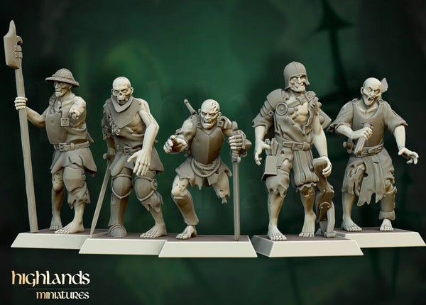 Transilvanya - Zombie Warriors 5x - By Highlands Miniatures