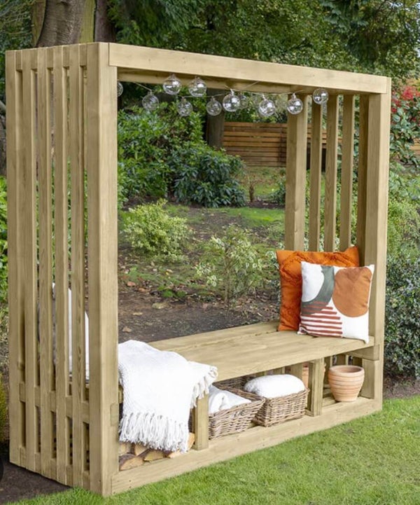 Open storage garden bench.