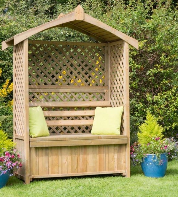 Sheltered storage bench