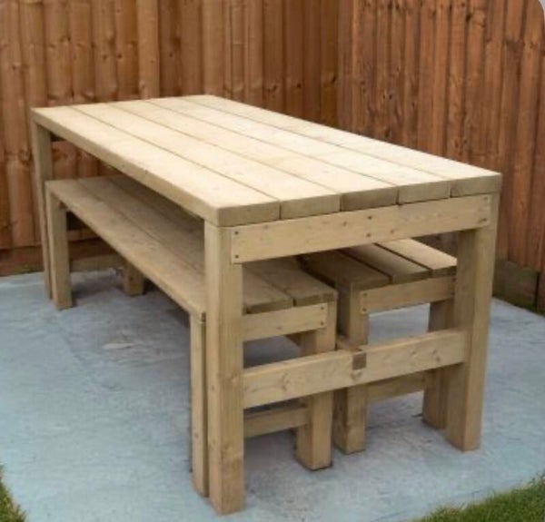 Bench and table set