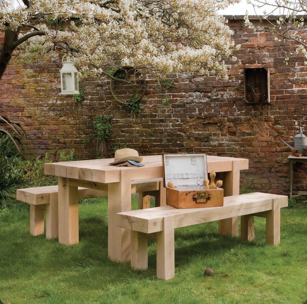 Oak garden bench