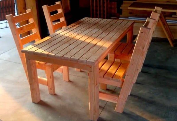 Family of 4 pine table chair set.