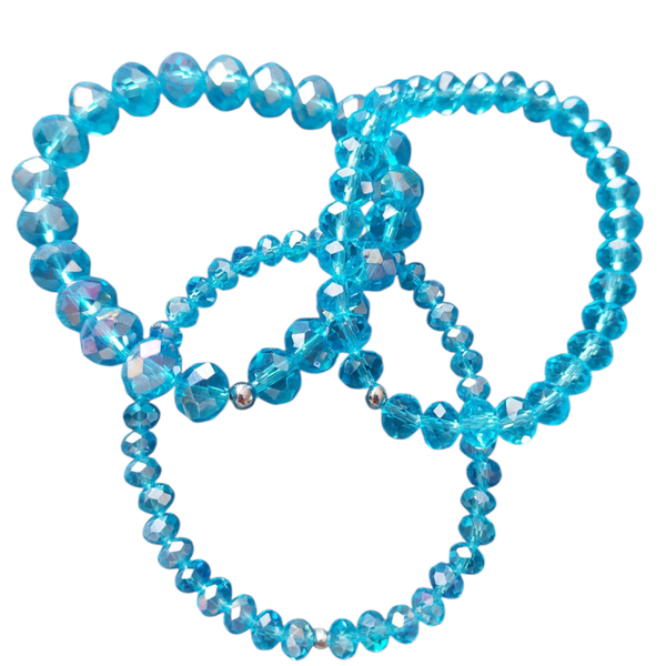 Turquoise kralen armbandenset – 3-delige set  - zilveren detail