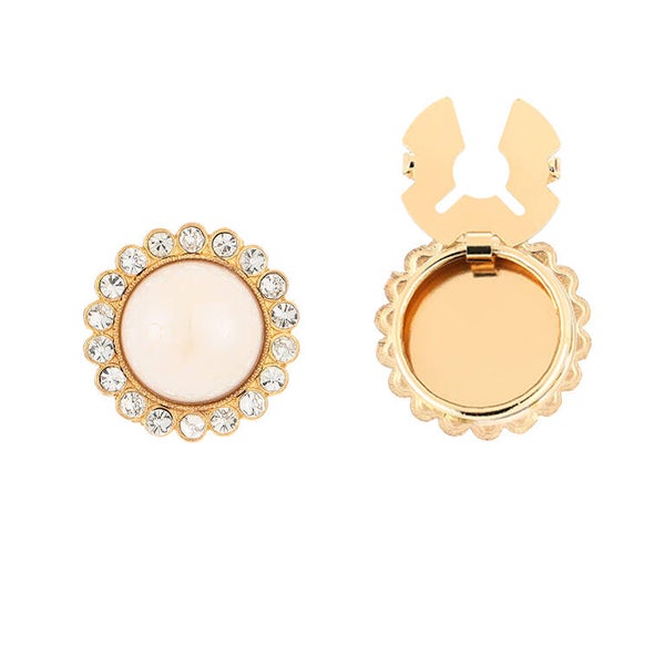 Button Cover - rond goud met strass - per set (2 stuks)