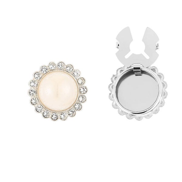 Button Cover - rond zilver met strass - per set (2 stuks)