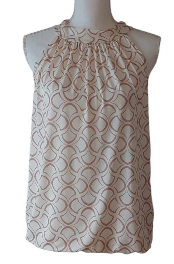 Ecru plussize haltertop, print
