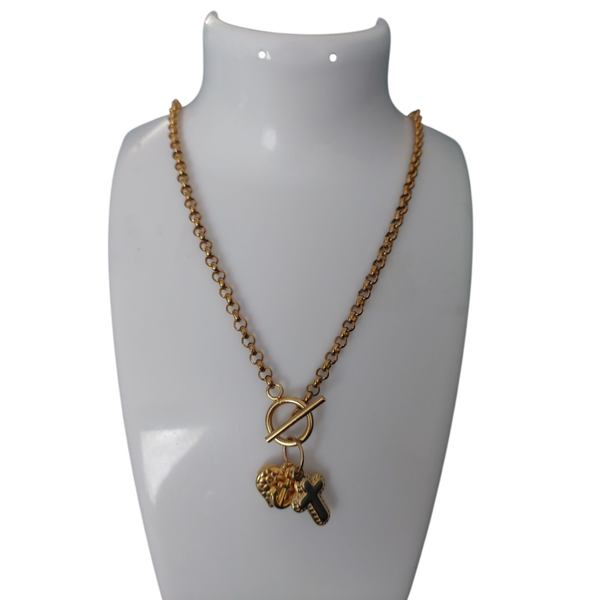 Stainless steel gouden ketting – Geloof, Hoop & Liefde