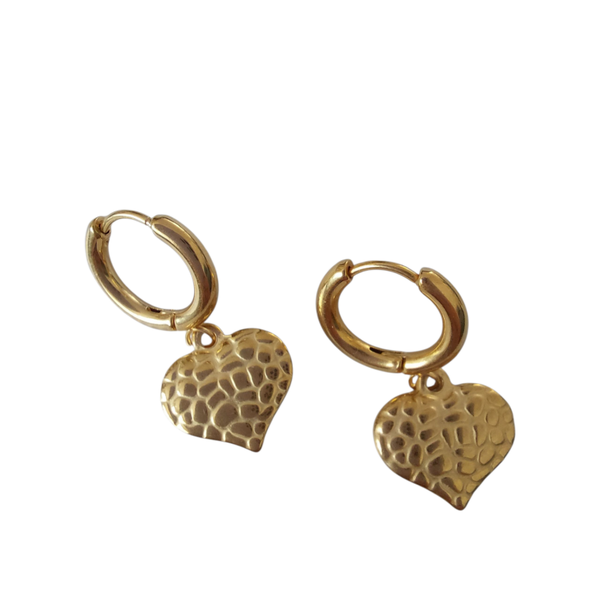 Stainless steel ronde oorbellen met hart bedel