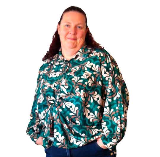 Vleermuisblouse met print, flessengroen