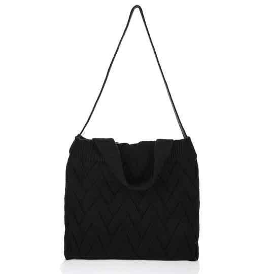 Zwarte geweven shopper tas