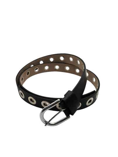 Zwarte damesriem met zilverkleurige gesp en studs