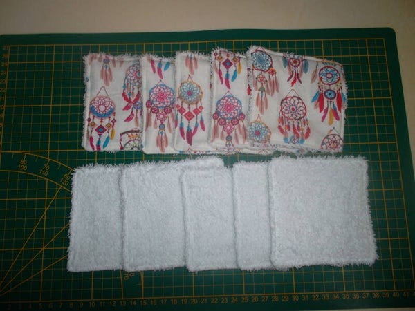 lot de 10 Lingettes carré Démaquillantes lavables tissu éponge