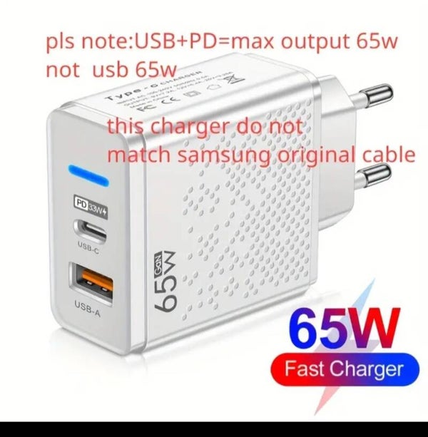 65W USB C Ladegerät PD Typ C Schnellladegerät Wandadapter Für IPhone 14 13 Xiaomi Samsung Tablet Quick Charge 3.0 Telefonladegerät