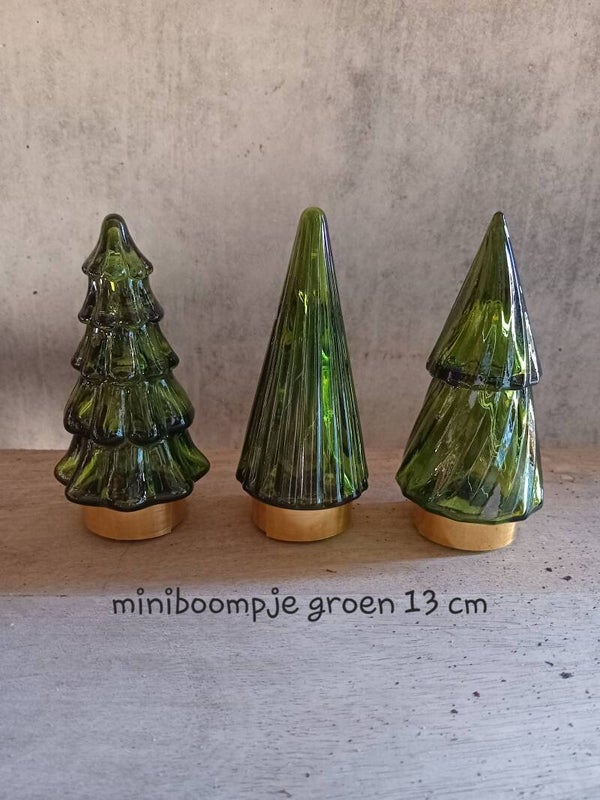 mini glasboompje green led per 12