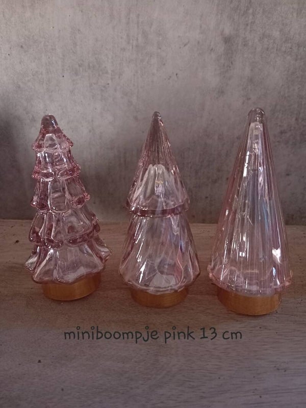 mini glasboompje pink led per 12
