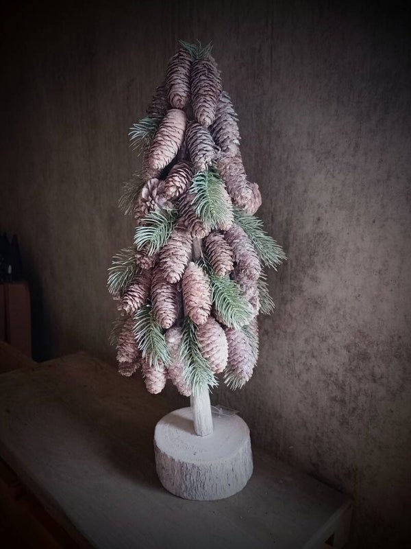 910344 wooden tree with pinecones M  50 cm