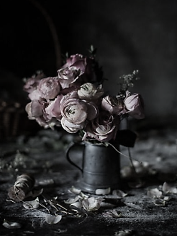 Nostalgisch foto- en tekstbordje no. 896 (4stuks) pot roze bloemen