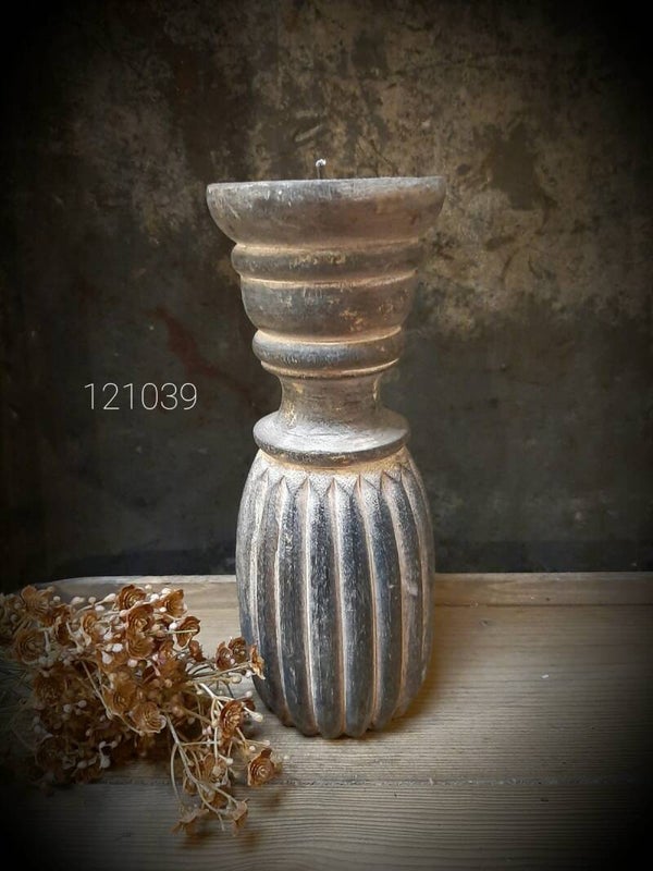 121039 kandelaar vintage black hout