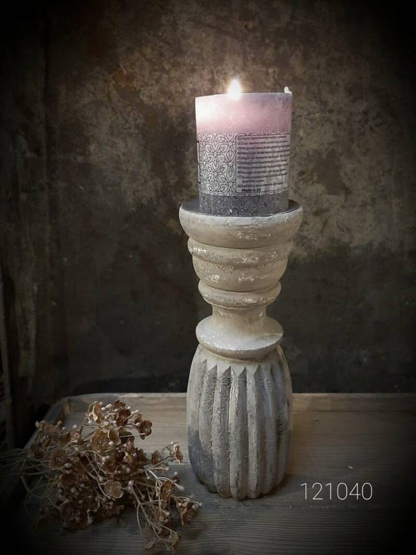 121040 kandelaar vintage grey