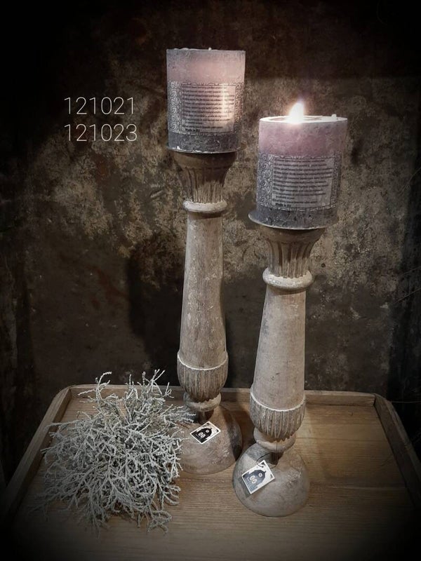 121066 kandelaar vintage grey