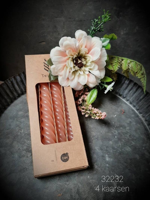 32232 4 kaarsen indoos twist peach